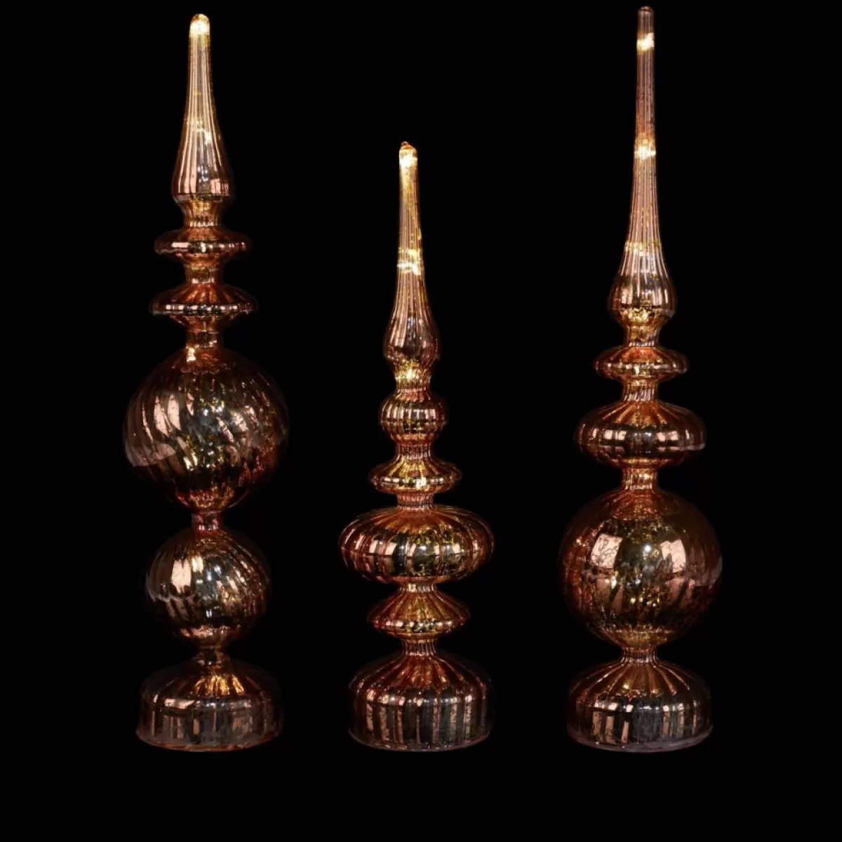 Alison at Home Indoor Decor | Illuminated Glass Finials With Timers 3-Piece Set