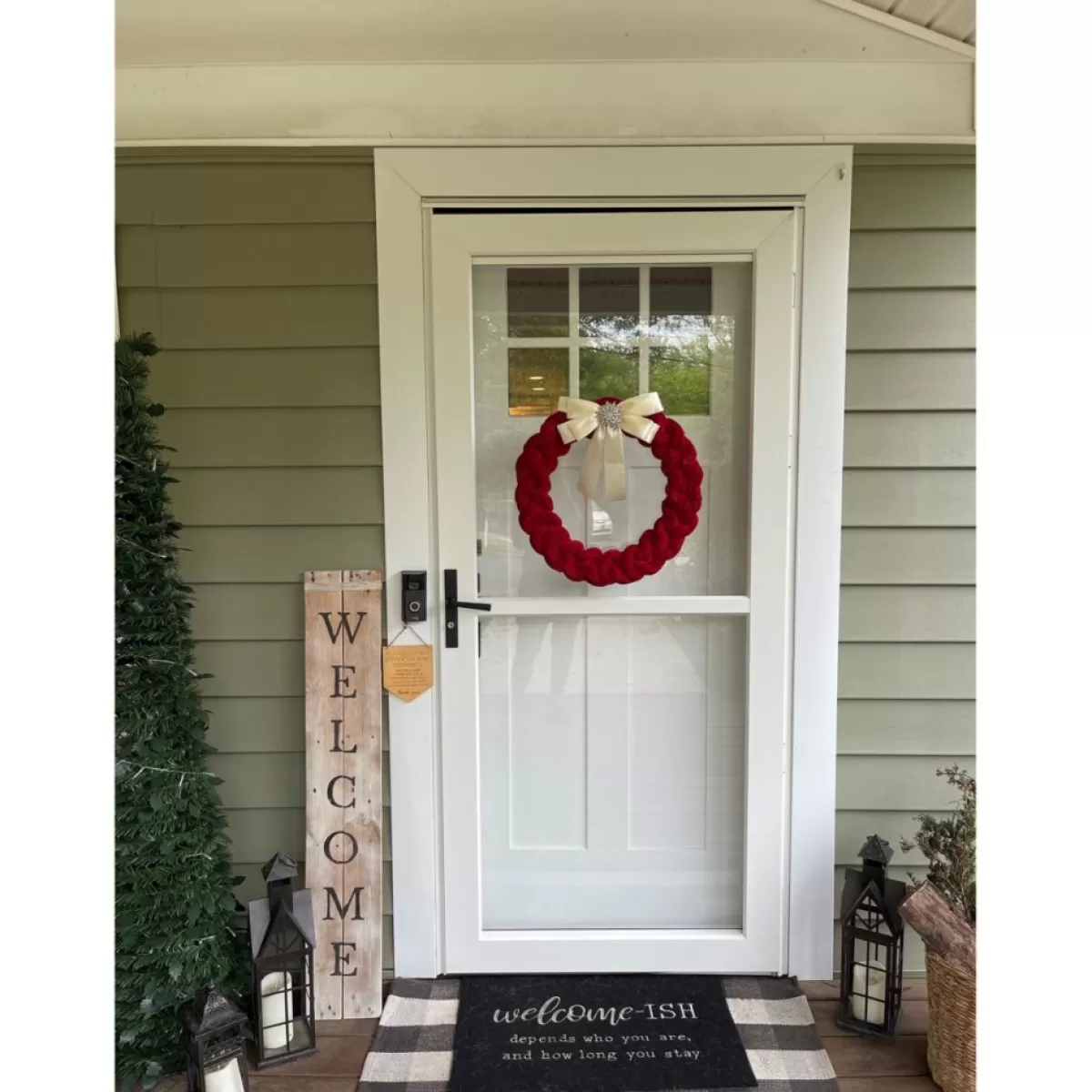 august & leo Wreaths, Garlands & More | 19" Braided Velvet Wreath With Jeweled Satin Bow