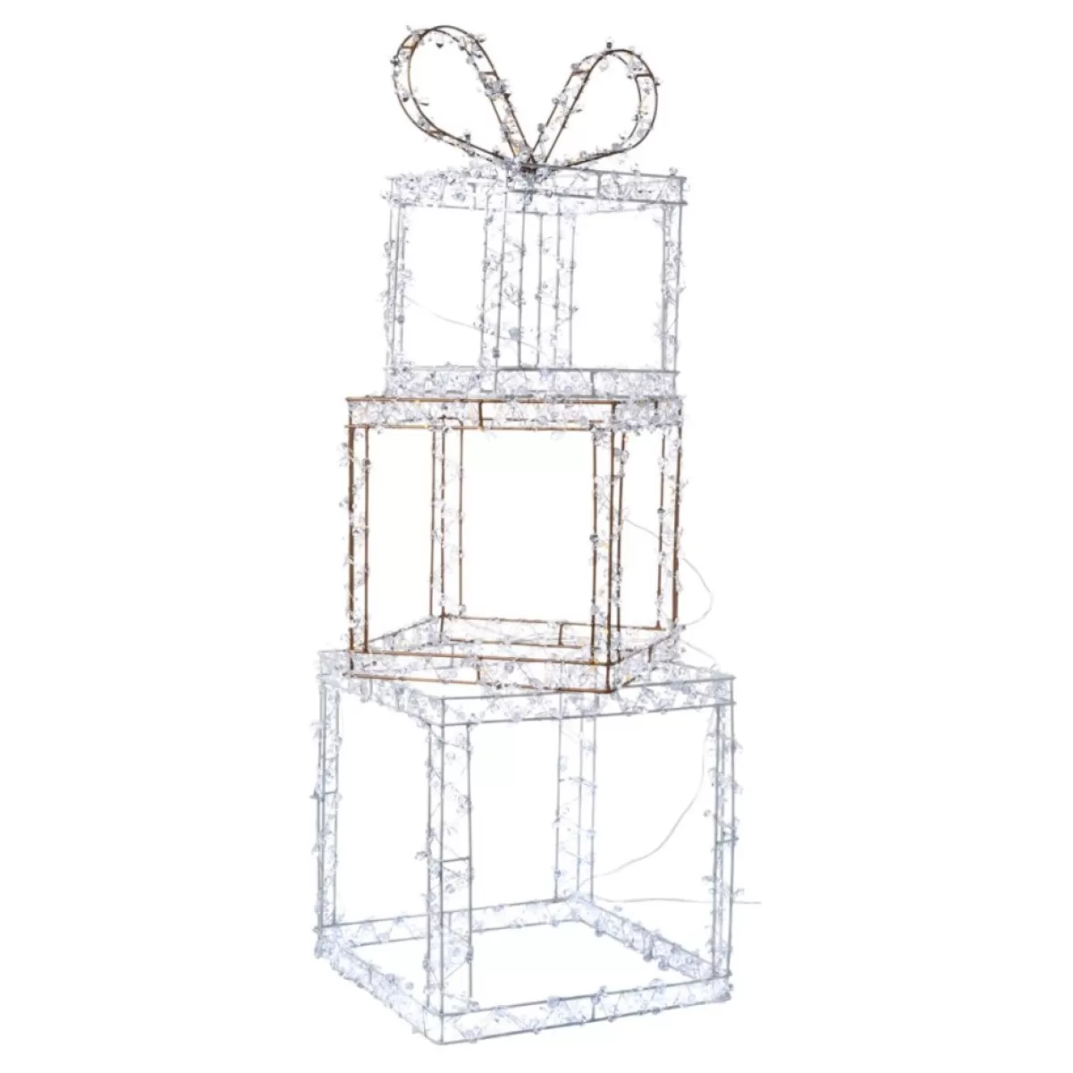 august & leo Outdoor Decor | Faux Jeweled Led Metal Gift Boxes With Stakes