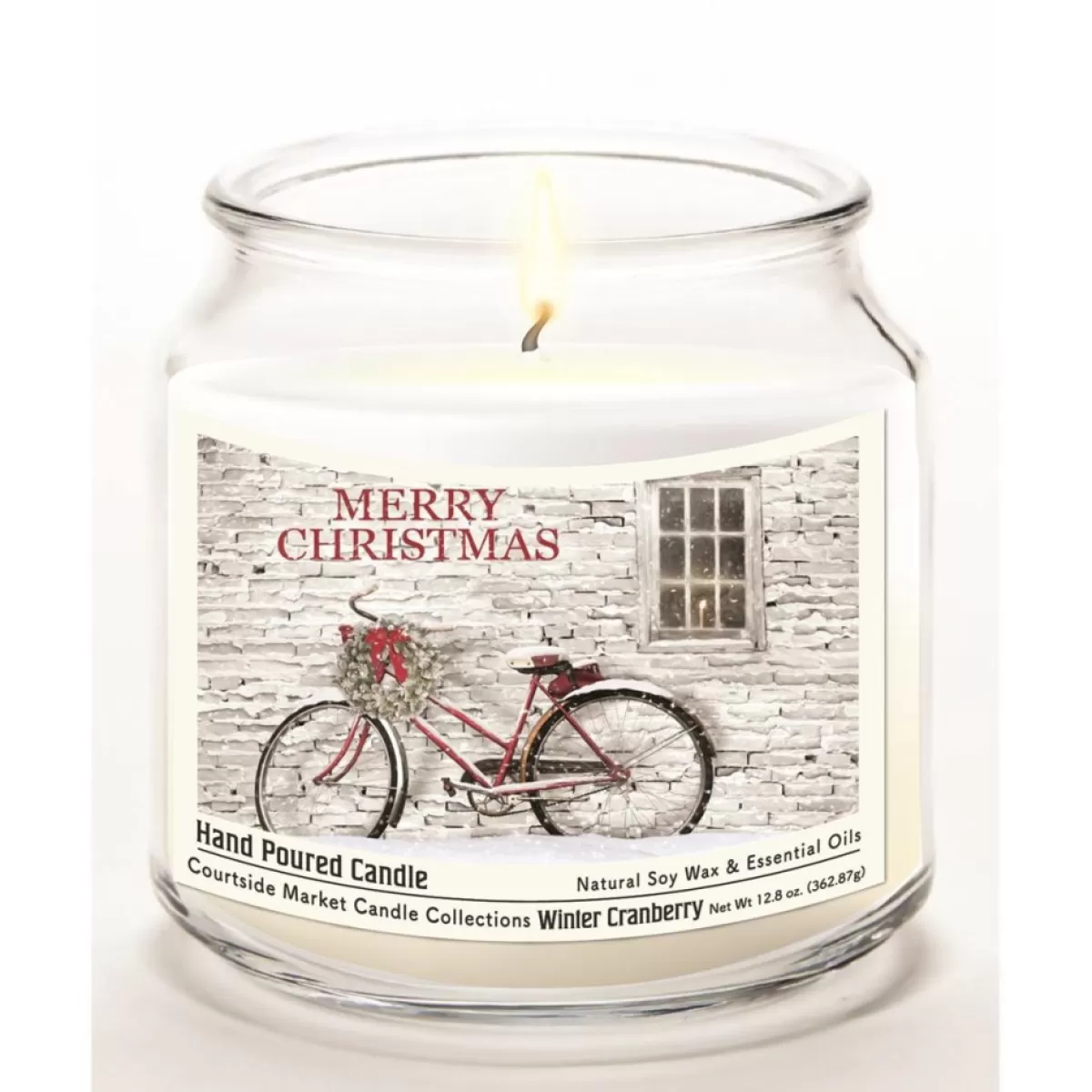 Courtside Market Candles | Merry Christmas Infused Soy Candle In Jar With Lid