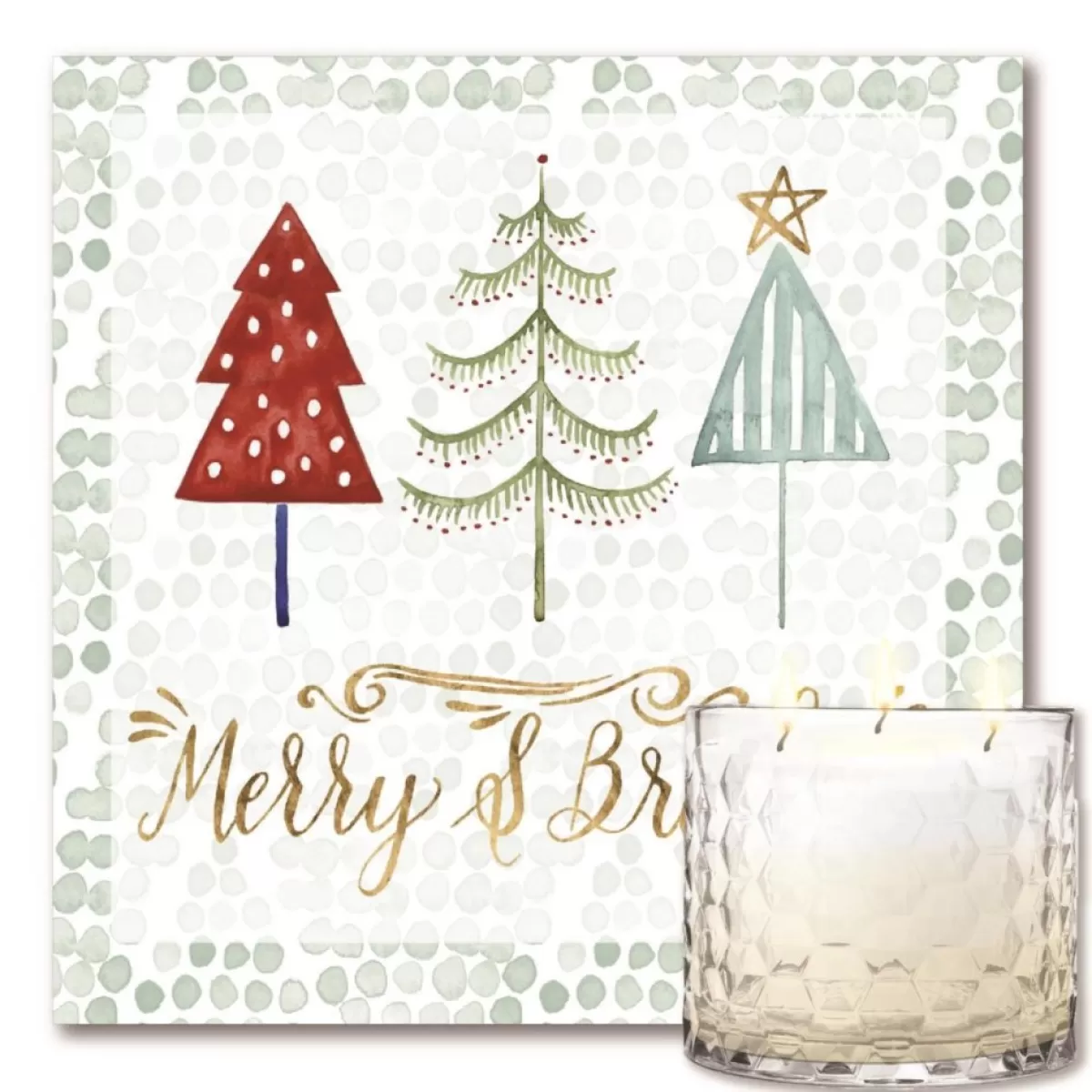 Courtside Market Candles | Xmas Tree Whimsy I Artboard & 13.5 Oz. 3-Wick Candle