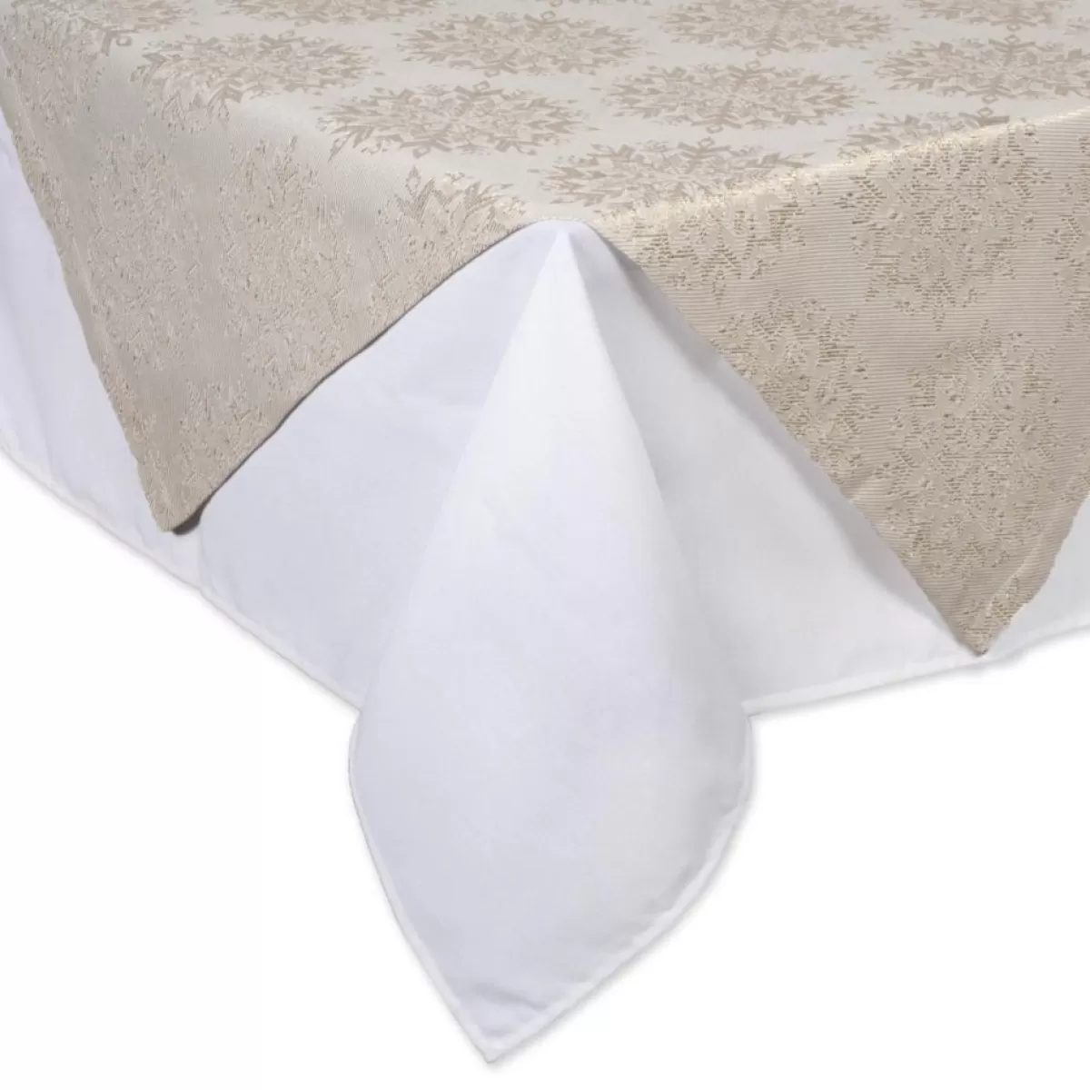 Design Imports Holiday Textiles | Winter Sparkle Jacquard Metallic Square Table Topper