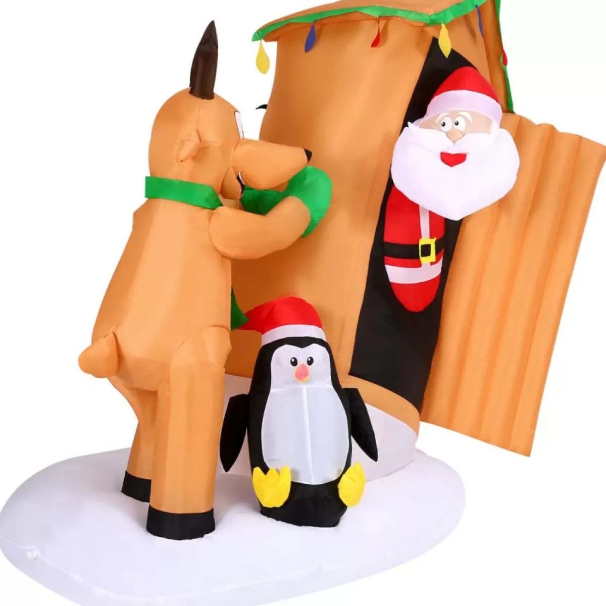 Fraser Hill Farm Outdoor Decor | 4-Ft. Tall Pre-Lit Inflatable Santa In Outhouse