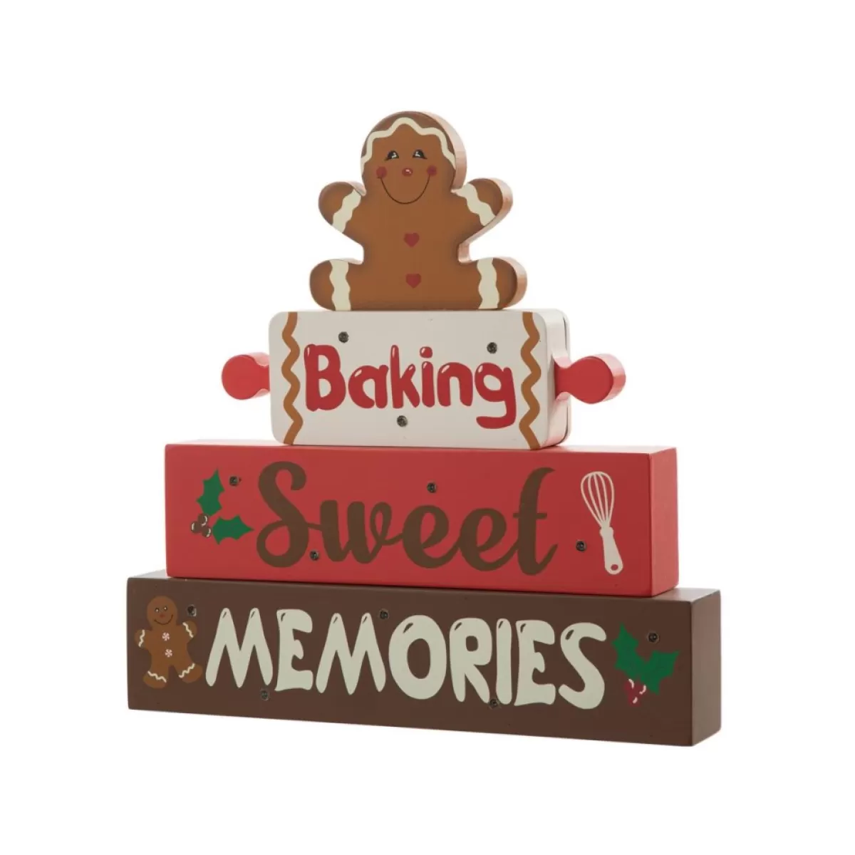 Glitzhome Indoor Decor | 12" H Lighted Wooden Christmas Gingerbread Man Table Decor