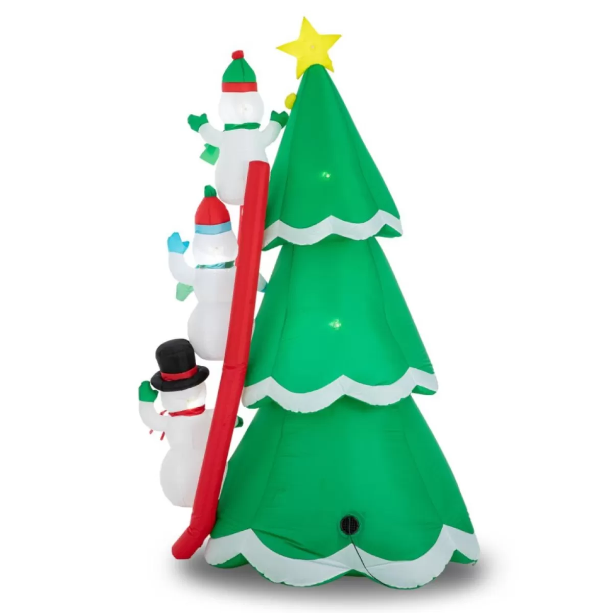 Glitzhome Outdoor Decor | 8' Lighted Inflatable Xmas Snowman Climbing Up Tree Decor
