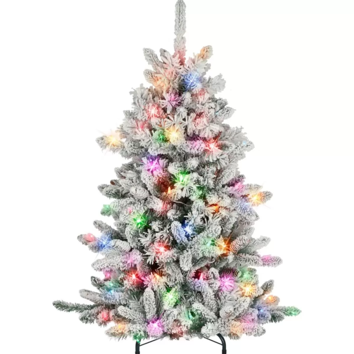 Puleo International Christmas Trees | 4.5' Pre-Lit Flocked Bennington Fir Tree