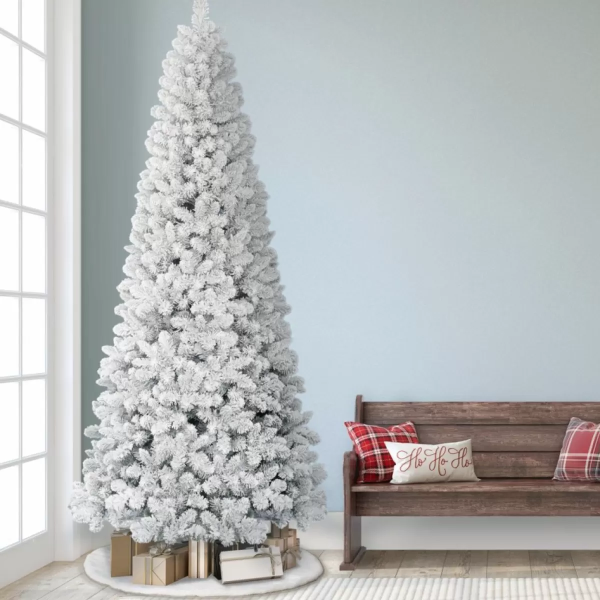 Puelo International Christmas Trees | Puleo International 9' Flocked Virginia Pine Tree With 1460 Tips