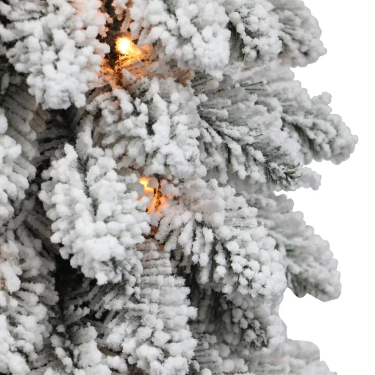Puleo International Christmas Trees | Puleo Intl. 5' Pre-Lit Flocked Pencil Alpine Artificial Christmas Tree