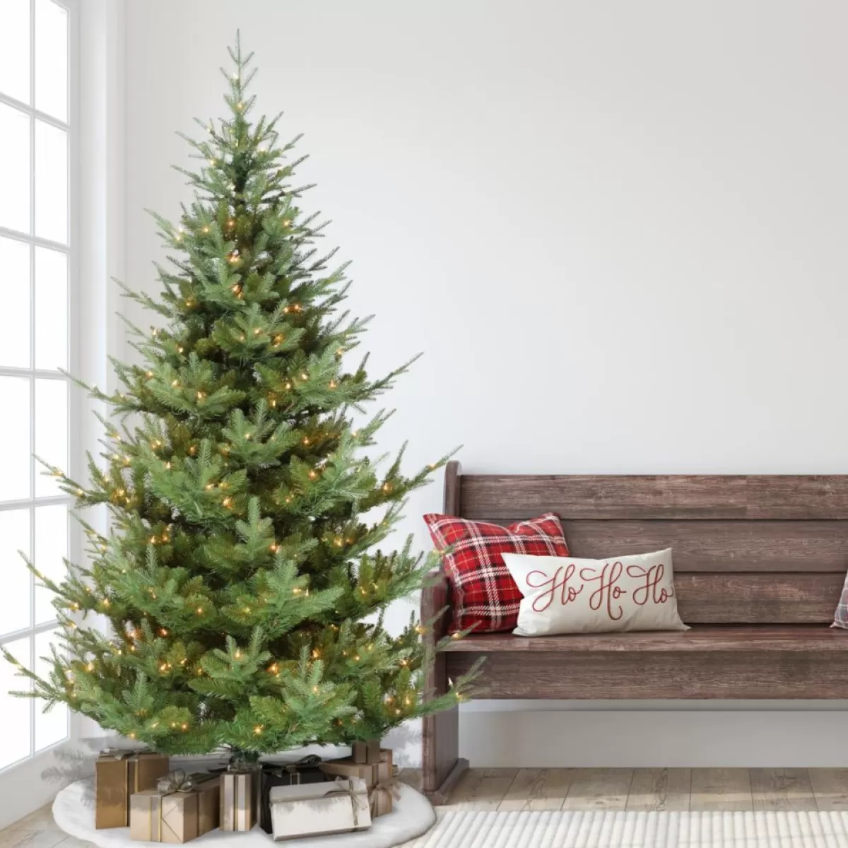 Puleo International Christmas Trees | Puleo Intl. Pre-Lit 7.5' Spruce Artificial Christmas Tree, Green