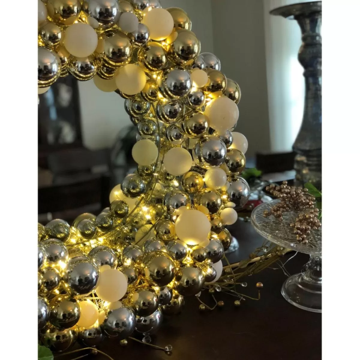 Winter Lane Wreaths, Garlands & More | 24" Lighted 60-Led Ornament Wreath With 6-Hour Timer